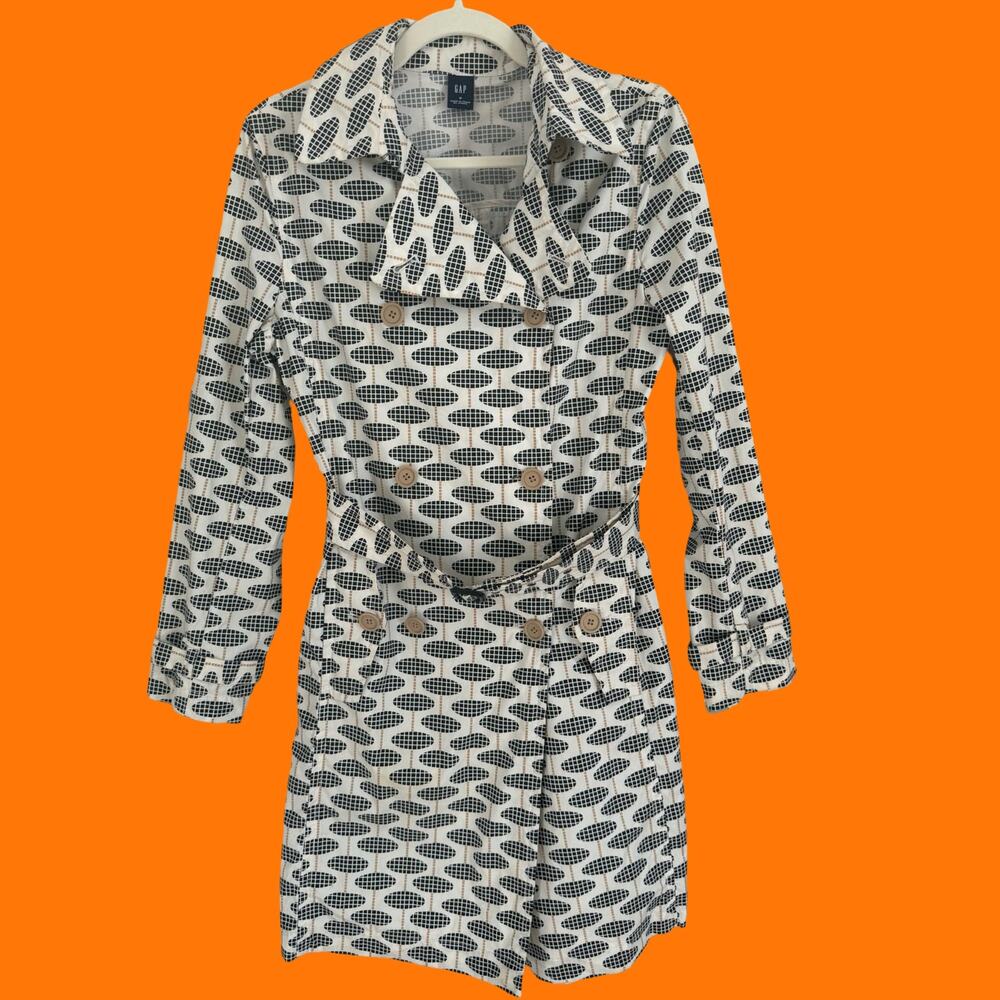 00's vintage printed trench y2k coat jacket SMALL gap